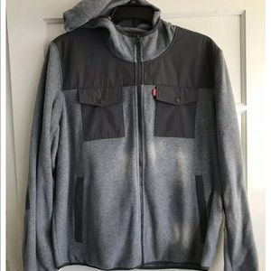 Levi’s Men’s Fleece Hooded Full Zip Jacket NWT Size XL Gray Mixed Media